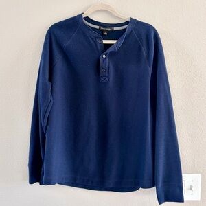 Banana Republic Large Navy Long-Sleeve Henley Shirt